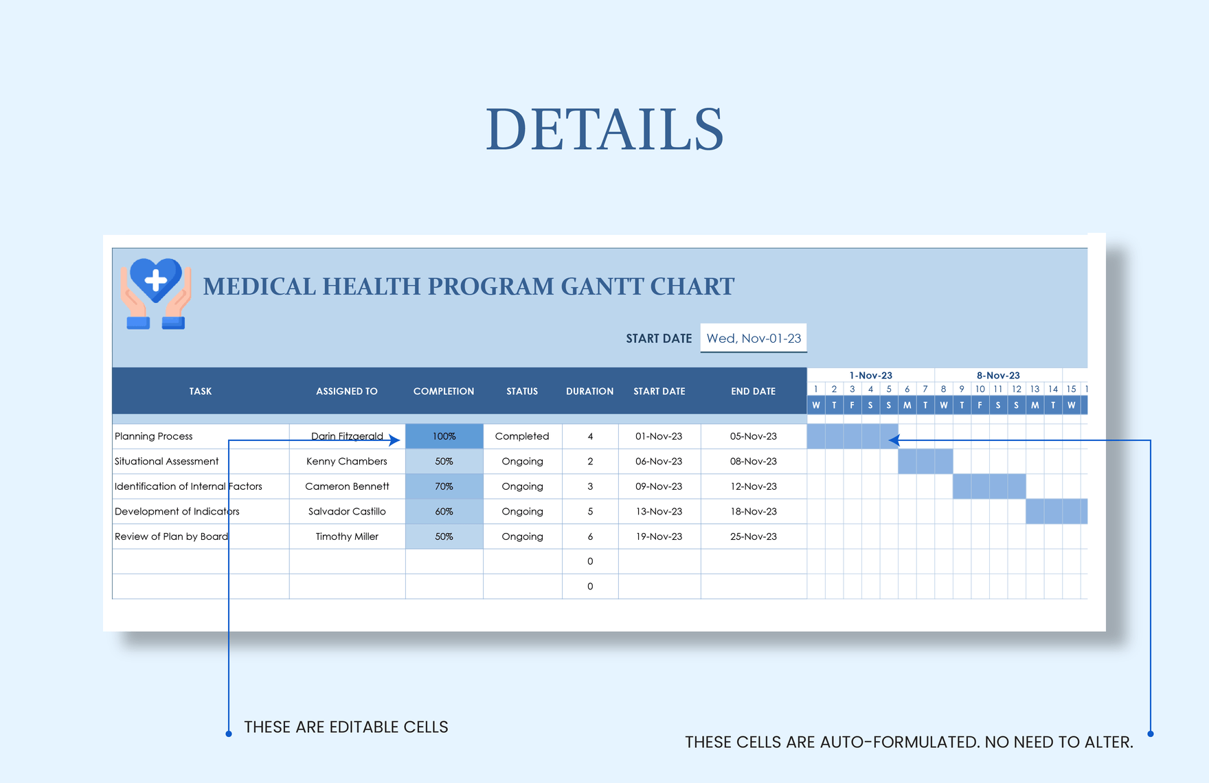 Medical Health Promotion Program Gantt Chart