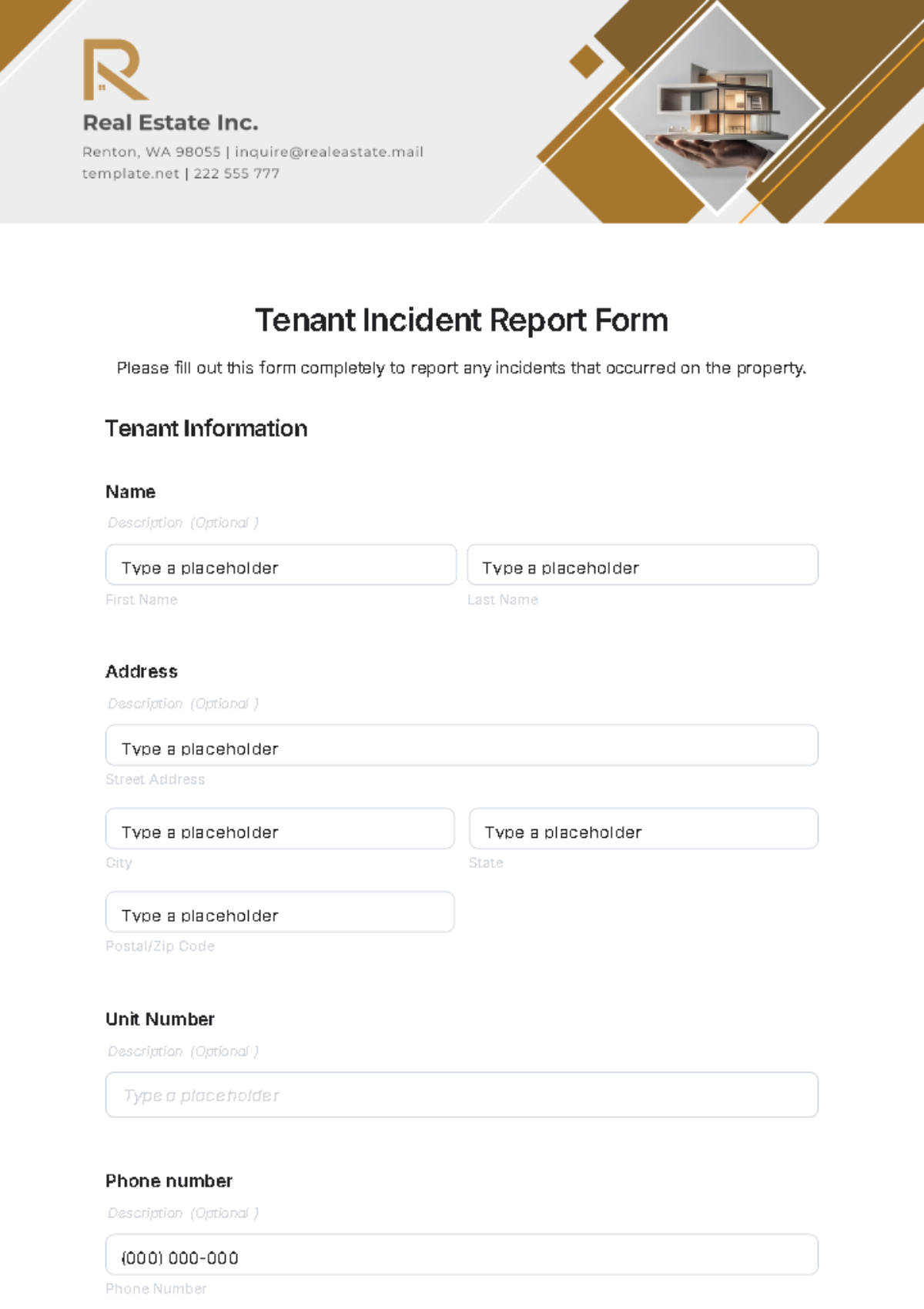 Tenant Incident Report Form Template - Edit Online & Download