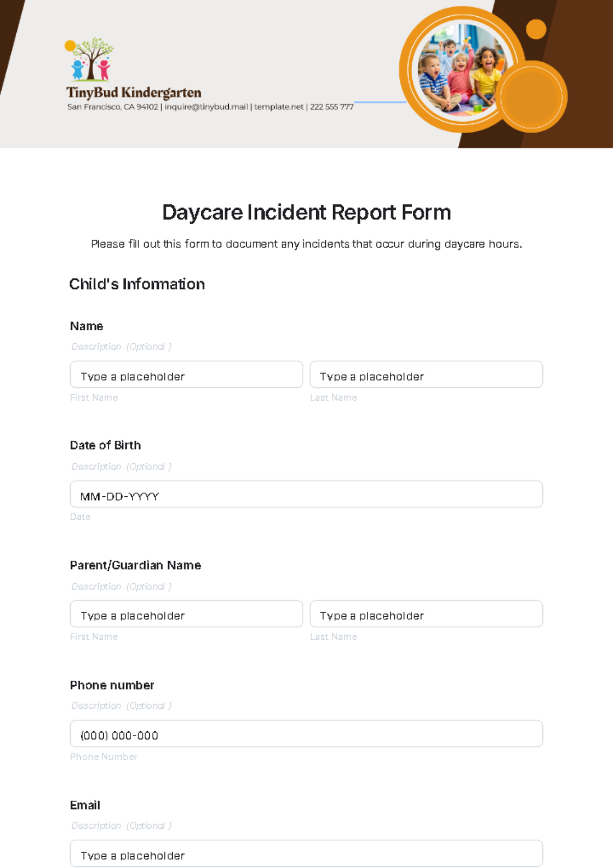 Daycare Incident Report Form Template - Edit Online & Download