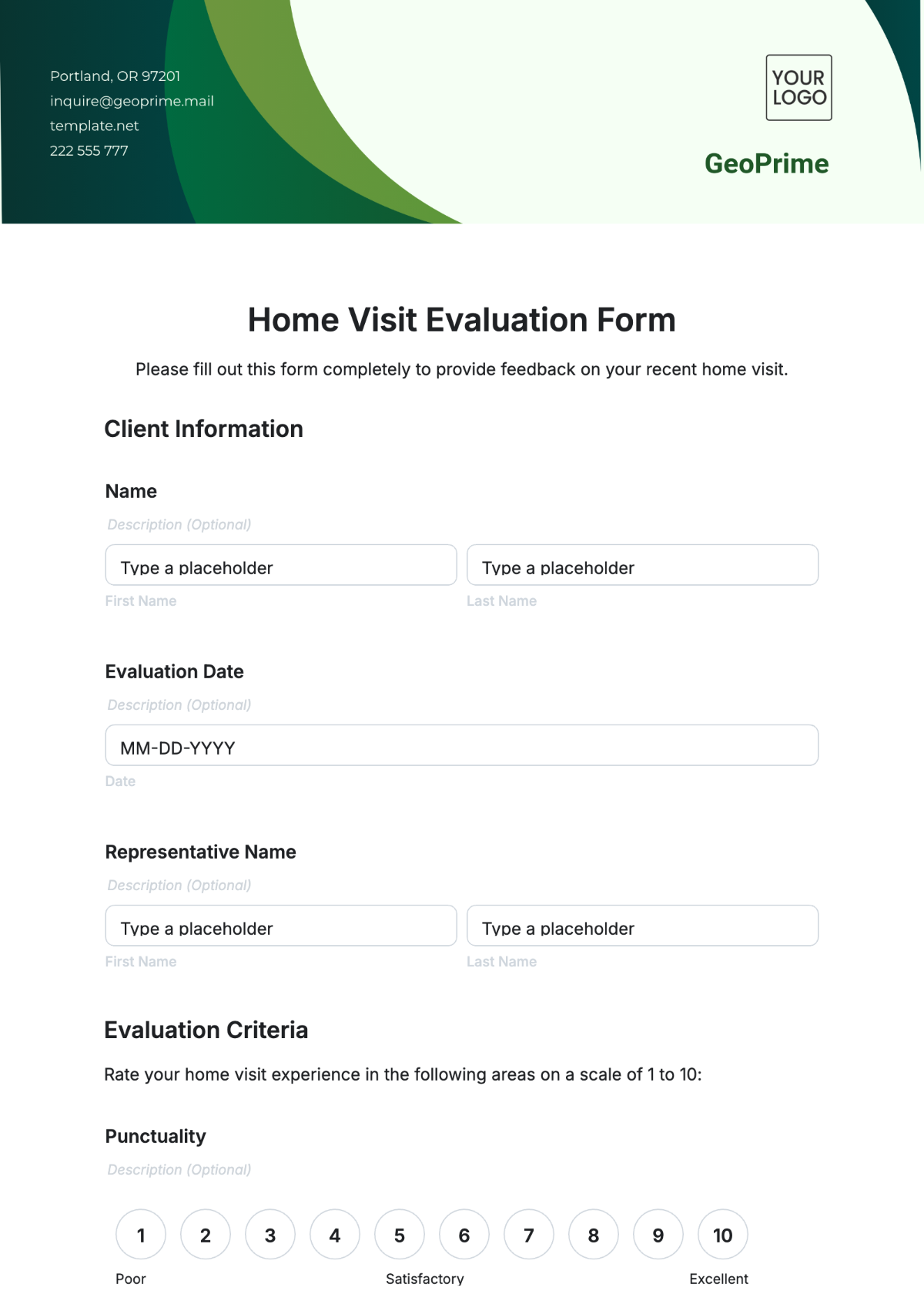 Home Visit Evaluation Form Template - Edit Online & Download