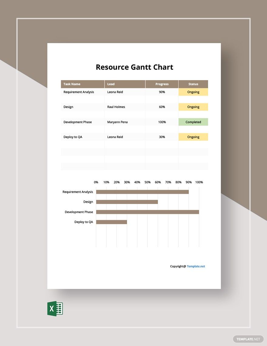 Simple Resource Gantt Chart Template in Excel