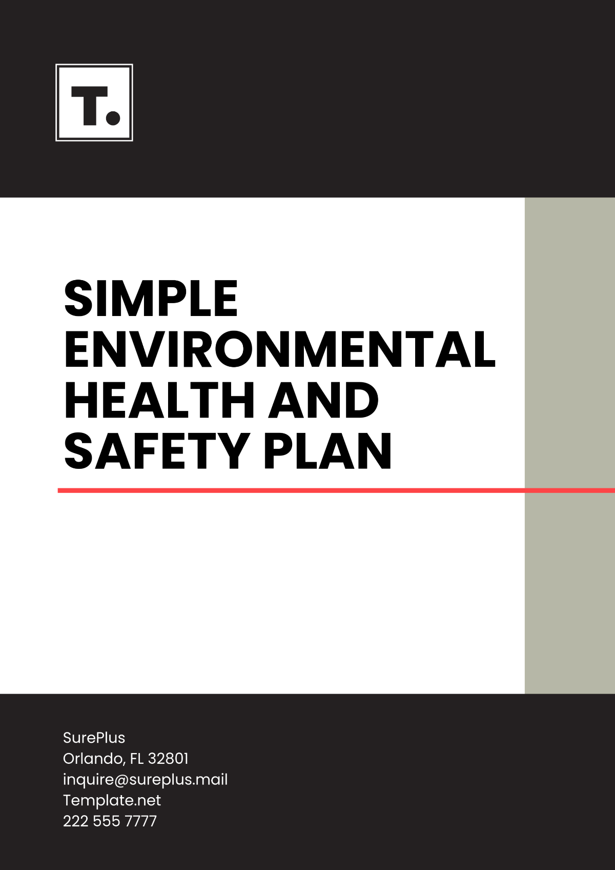 Simple Environmental Health and Safety Plan Template - Edit Online & Download