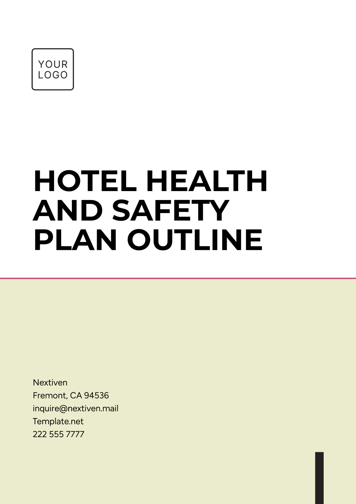 Hotel Health and Safety Plan Outline  Template - Edit Online & Download