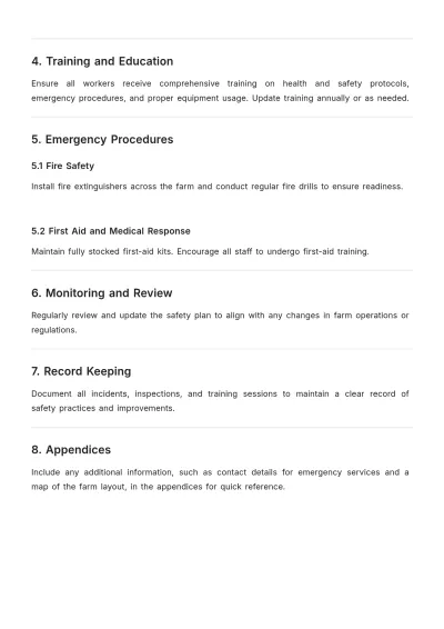 Free Farming Health and Safety Plan Template to Edit Online