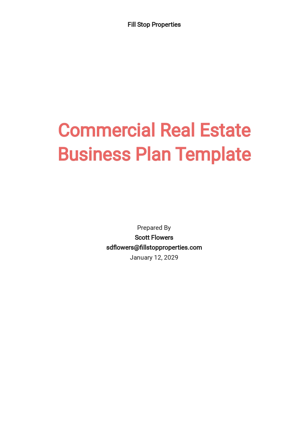 commercial property business plan template