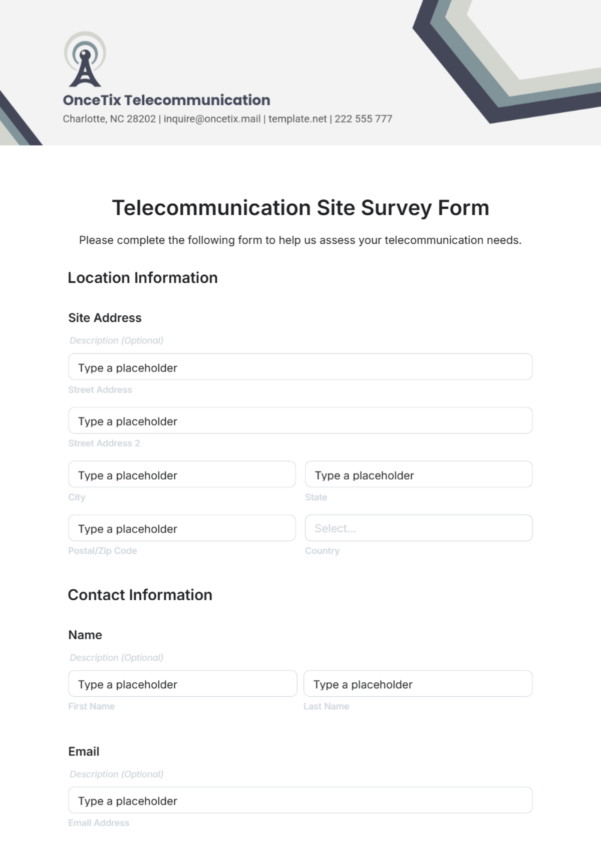 Telecommunication Site Survey Form Template - Edit Online & Download