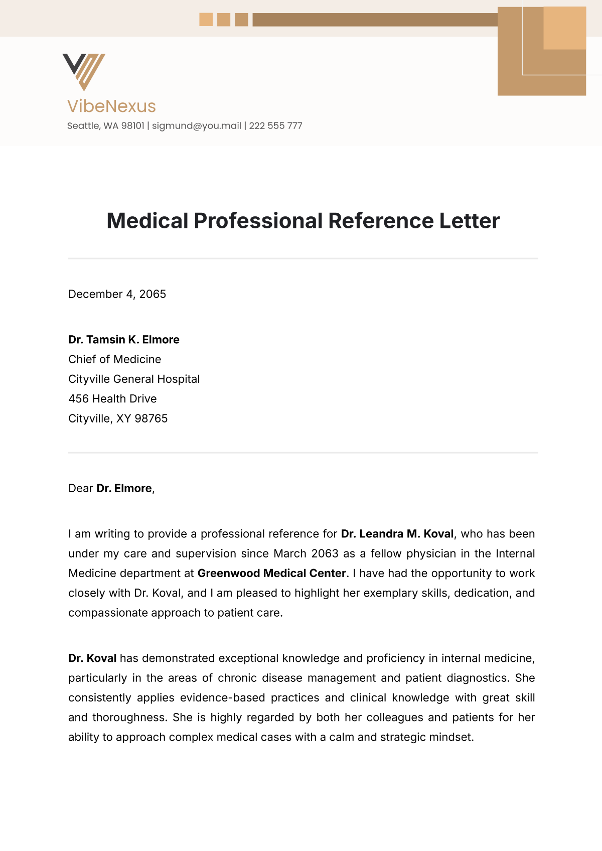 Medical Professional Reference Letter Template - Edit Online & Download