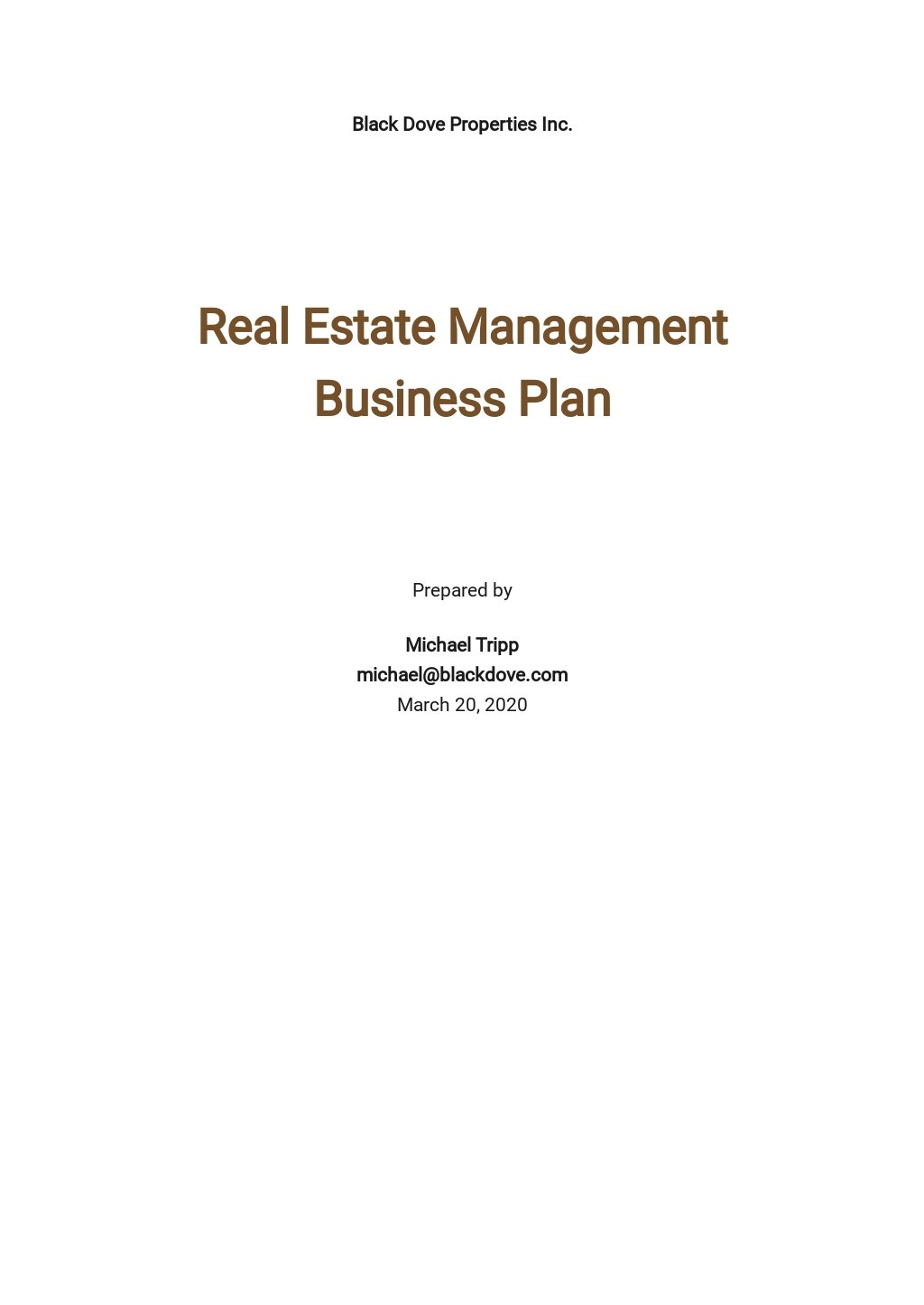 real estate management business plan pdf