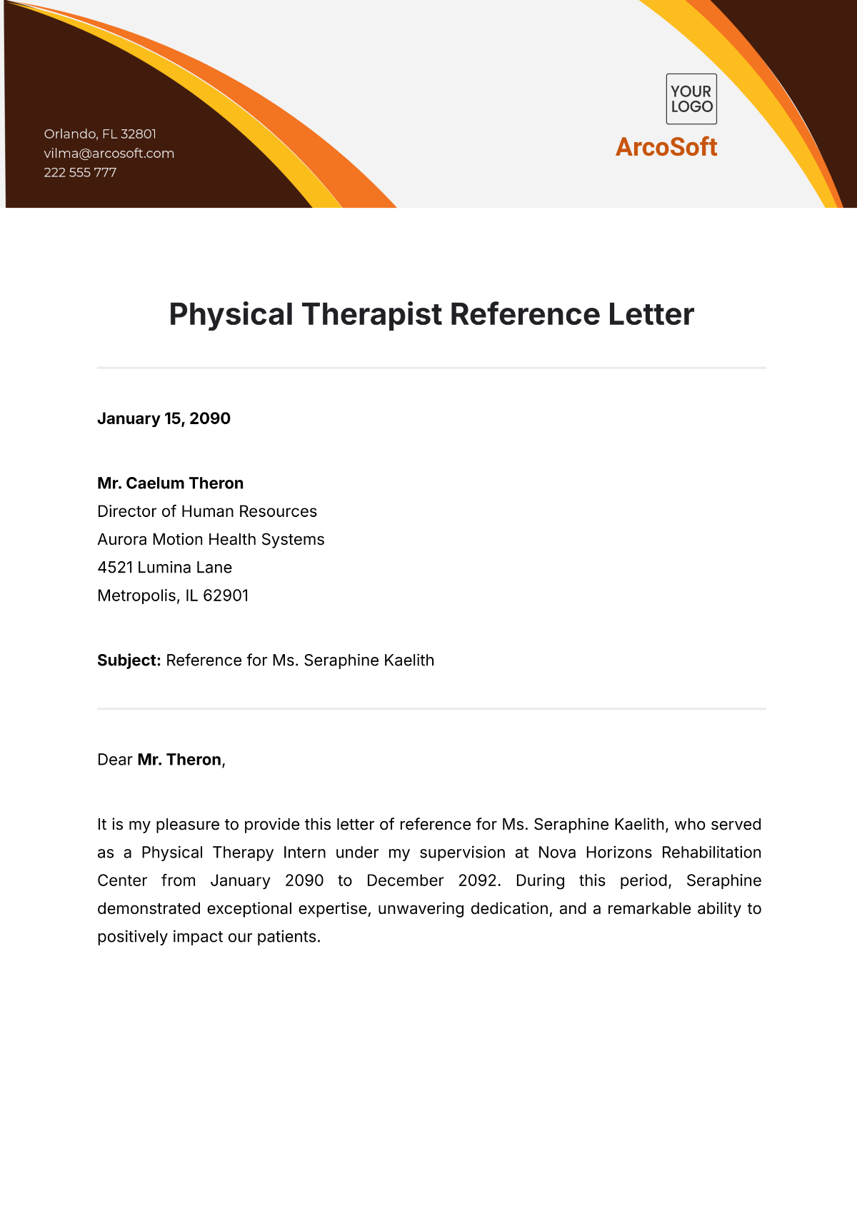 Physical Therapist Reference Letter Template - Edit Online & Download