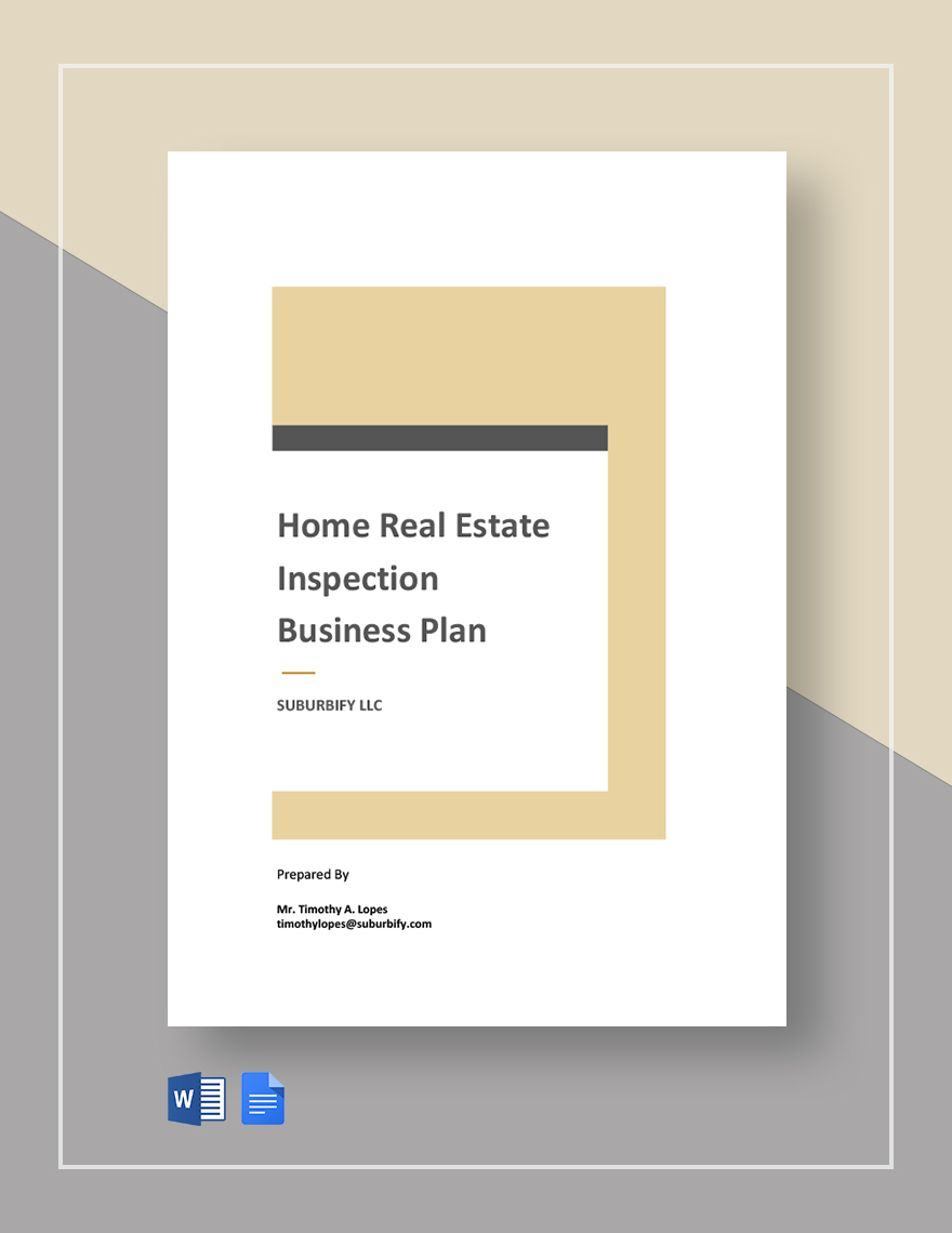 Home Real Estate Inspection Business Plan Template