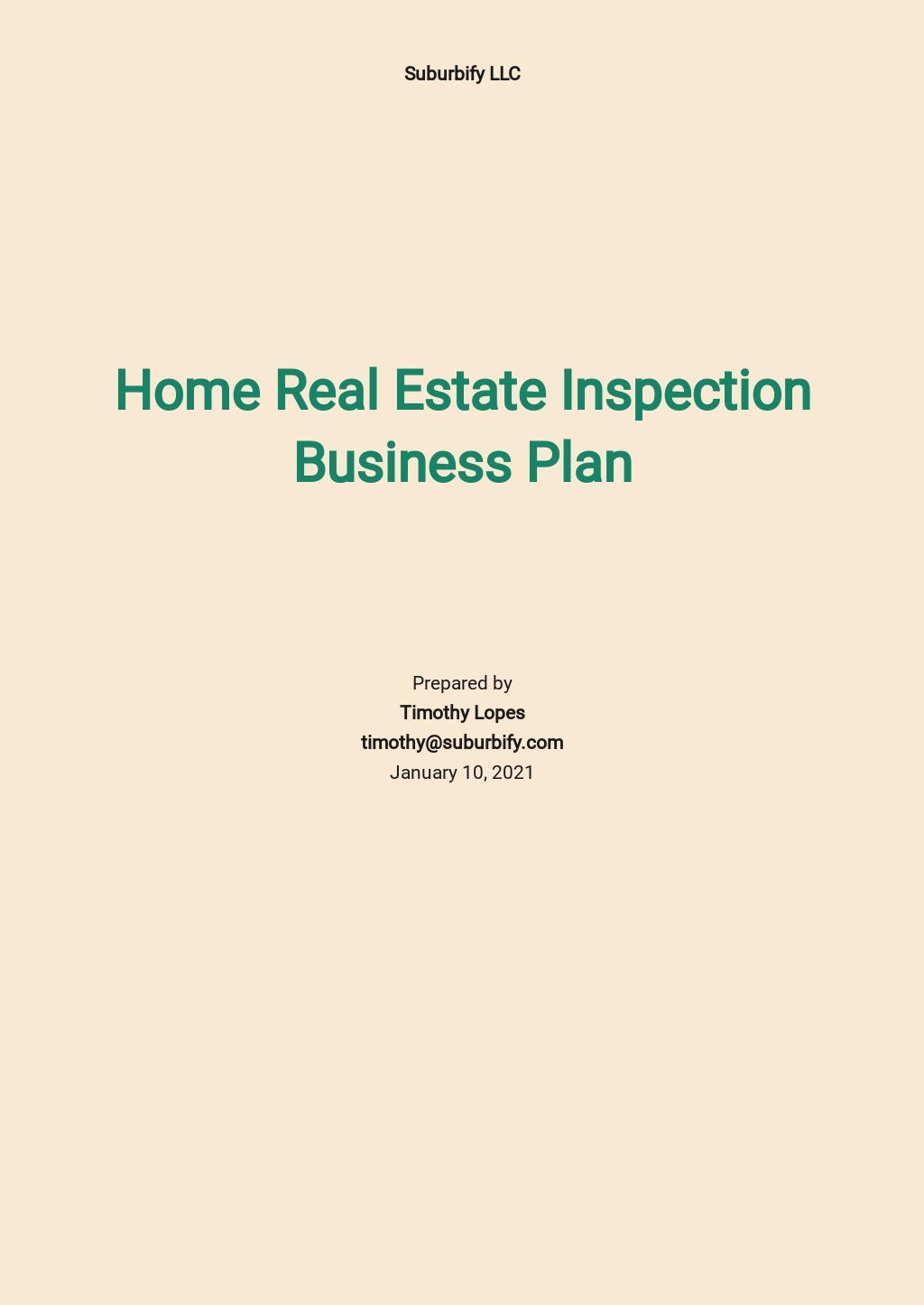 home inspector business plan