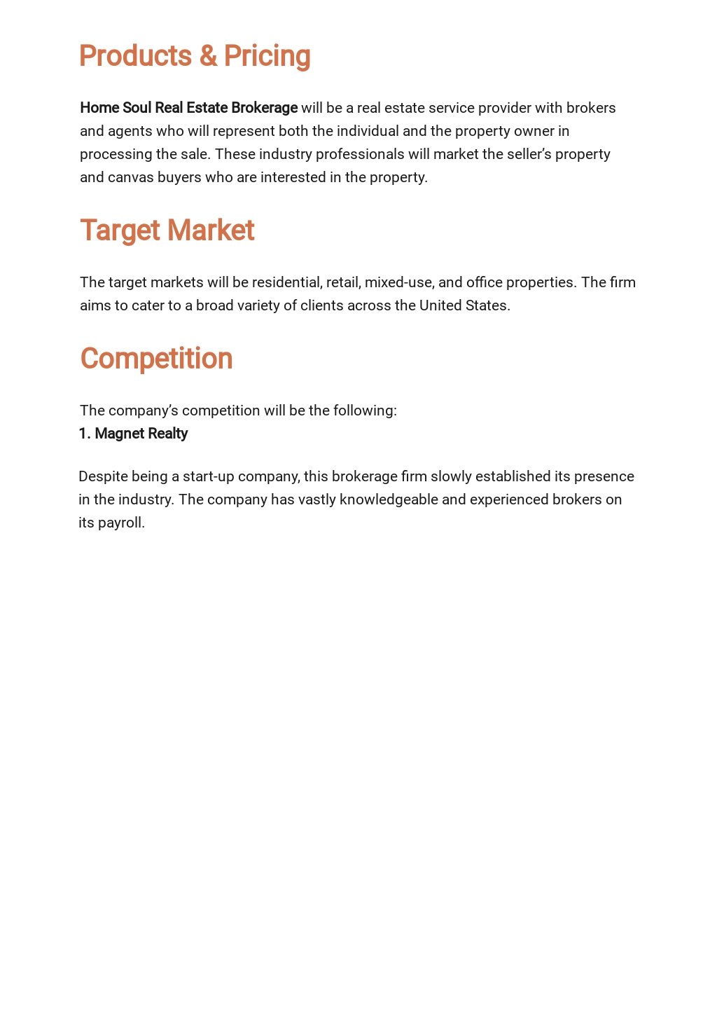 Real Estate Agent Business Plan Template Free