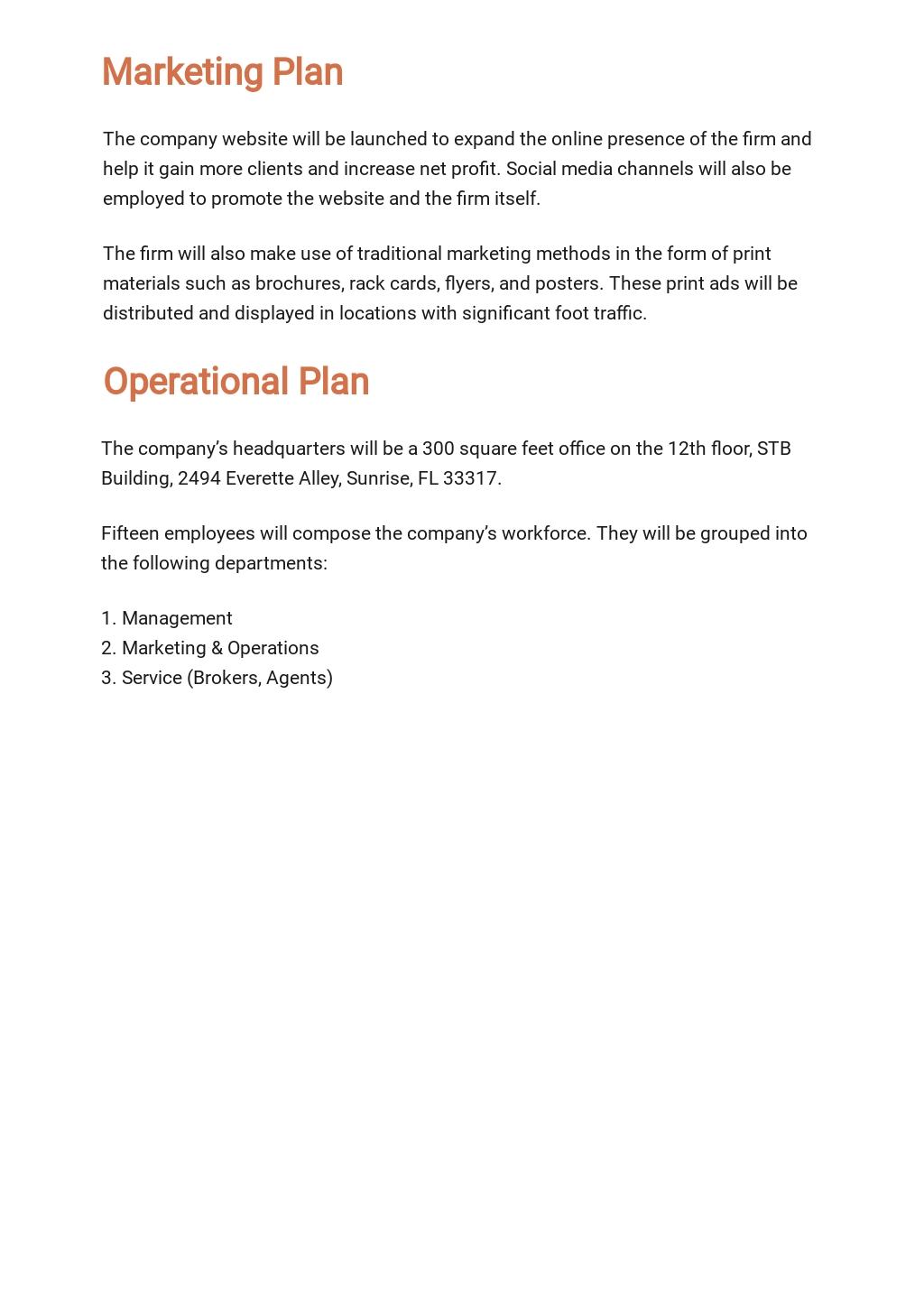 Real Estate Agent Business Plan Template Pdf