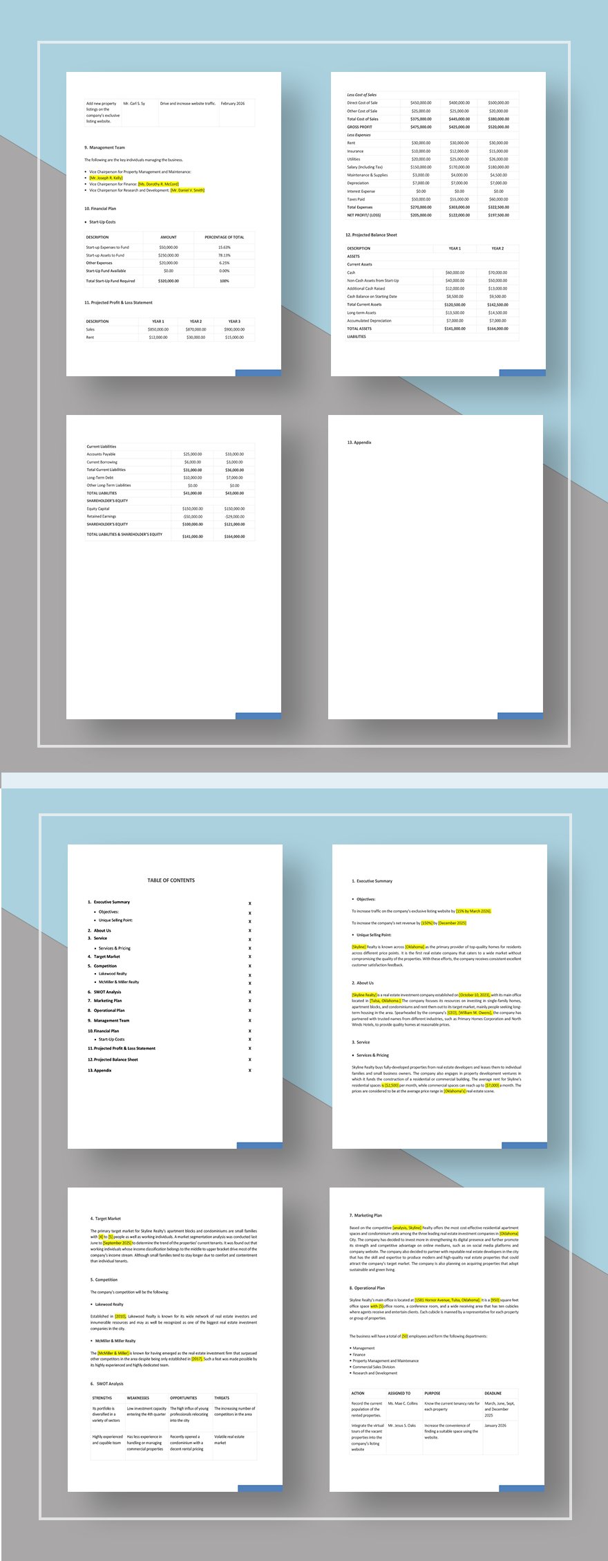 Real Estate Investing Business Plan Template