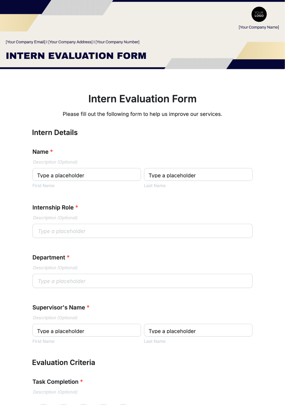 Intern Evaluation Form Template - Edit Online & Download