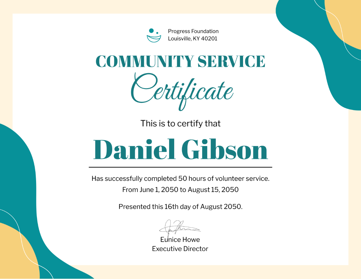 Free Aesthetic Community Service Certificate Template - Edit Online & Download