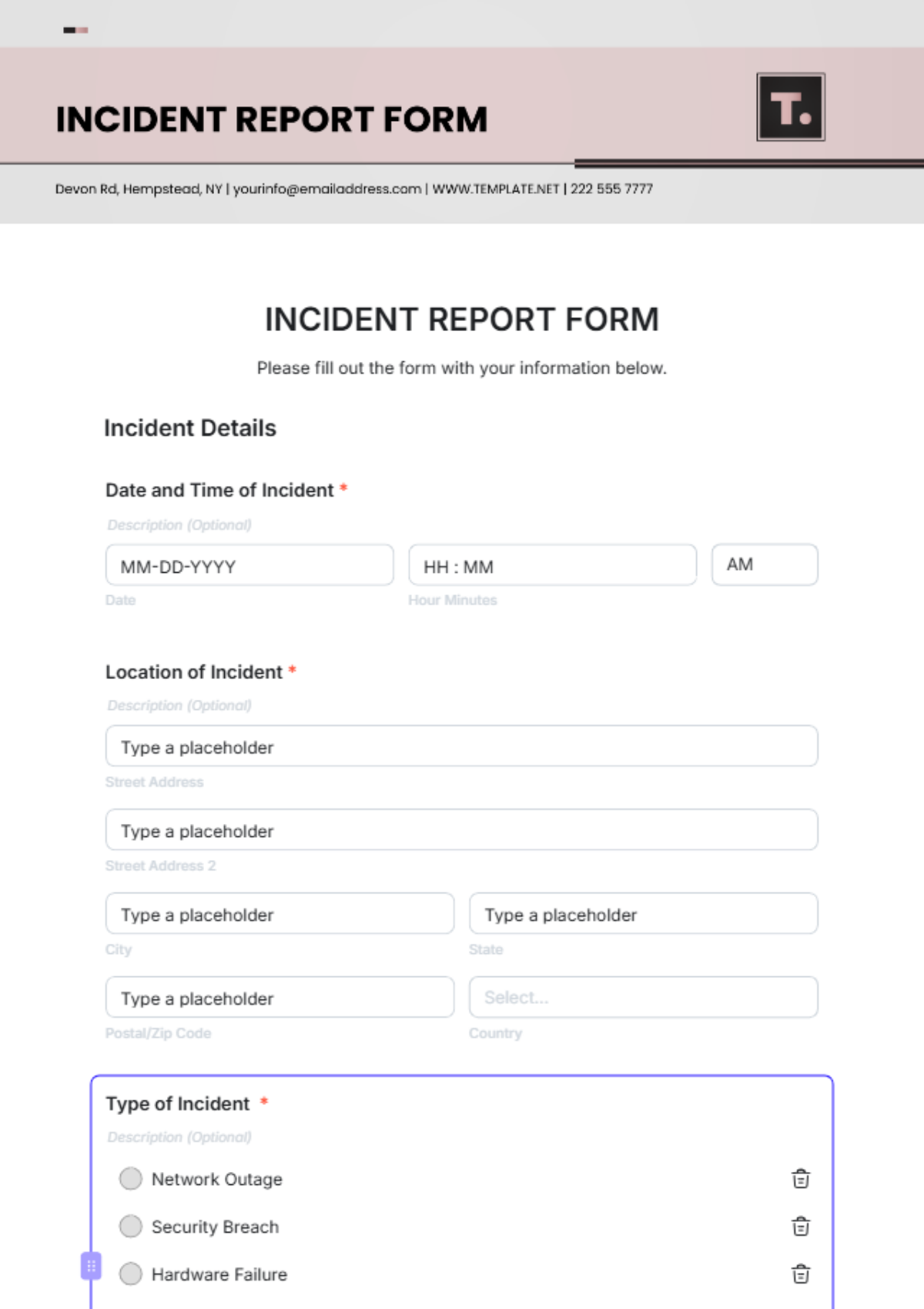 IT Incident Report Form Template - Edit Online & Download