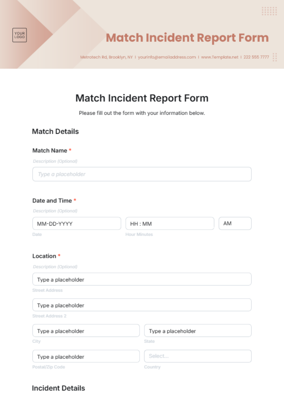 Match Incident Report Form Template - Edit Online & Download