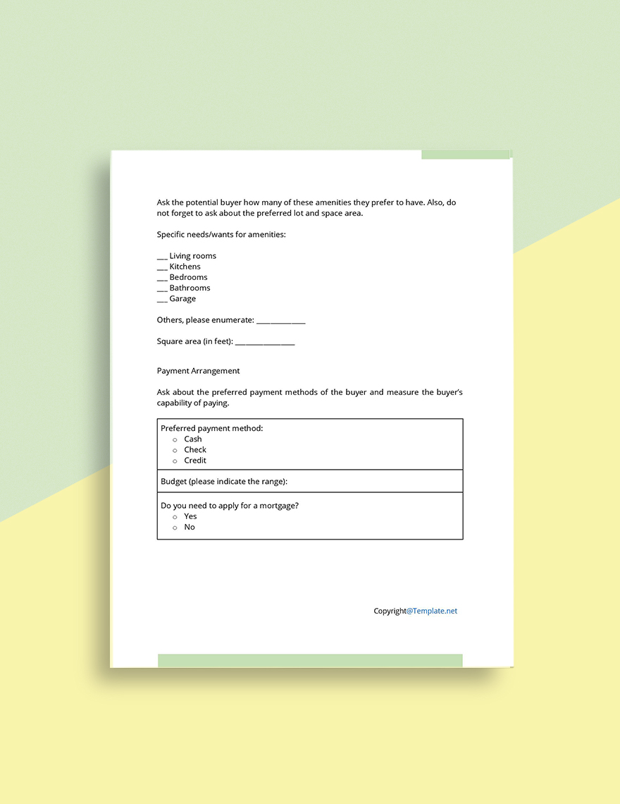 Real Estate Buyer Information Form Template