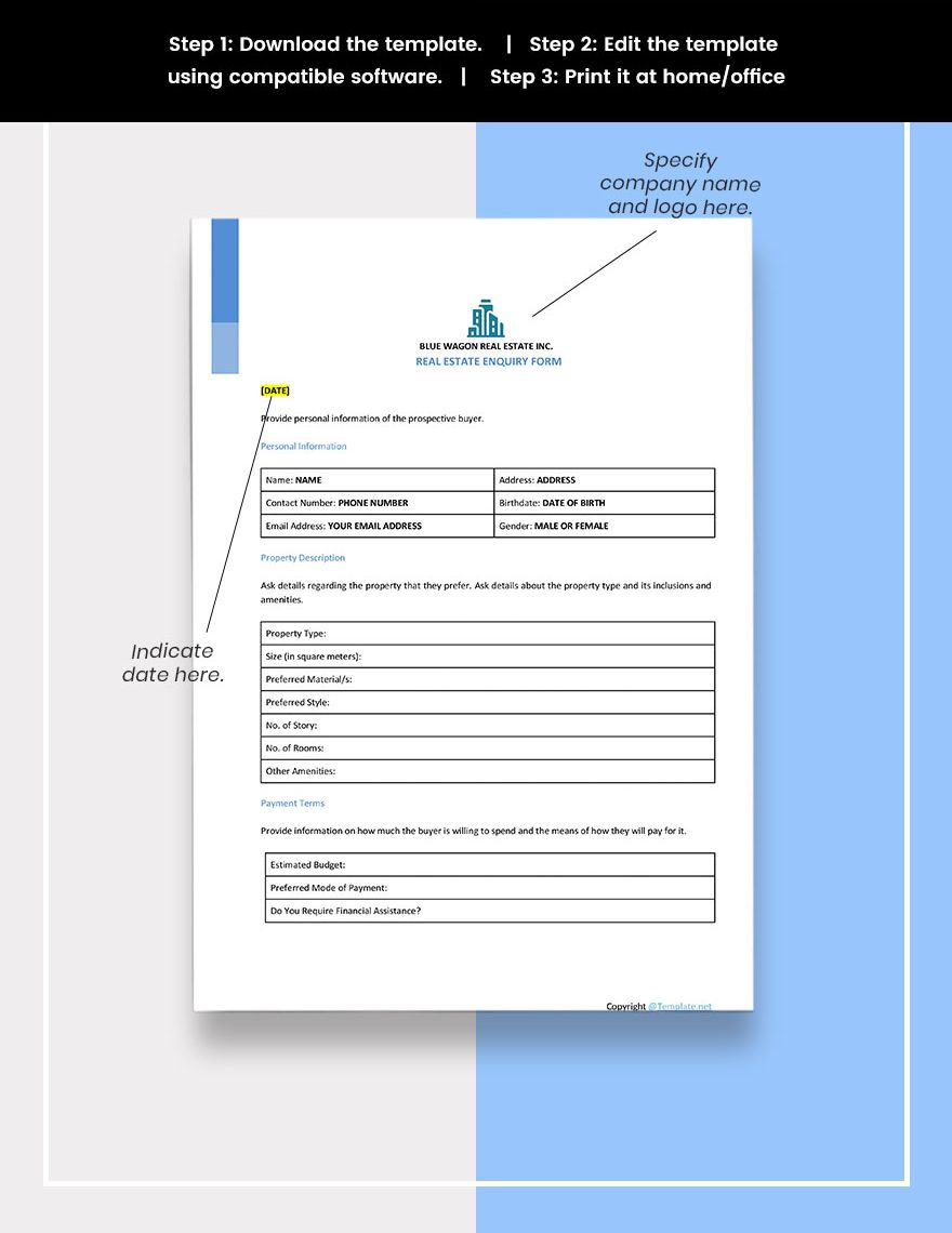 Real Estate Enquiry Form Template