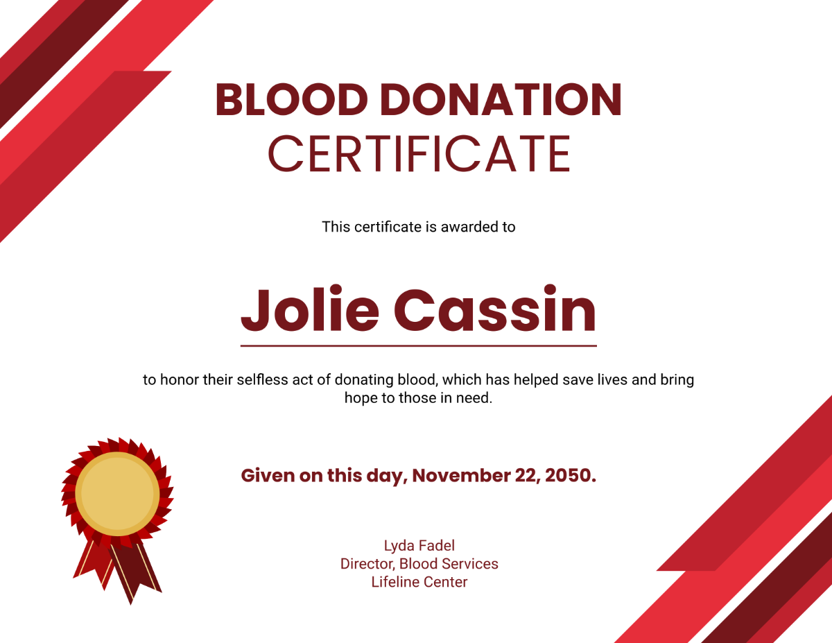 Blood Donation Certificate Template - Edit Online & Download