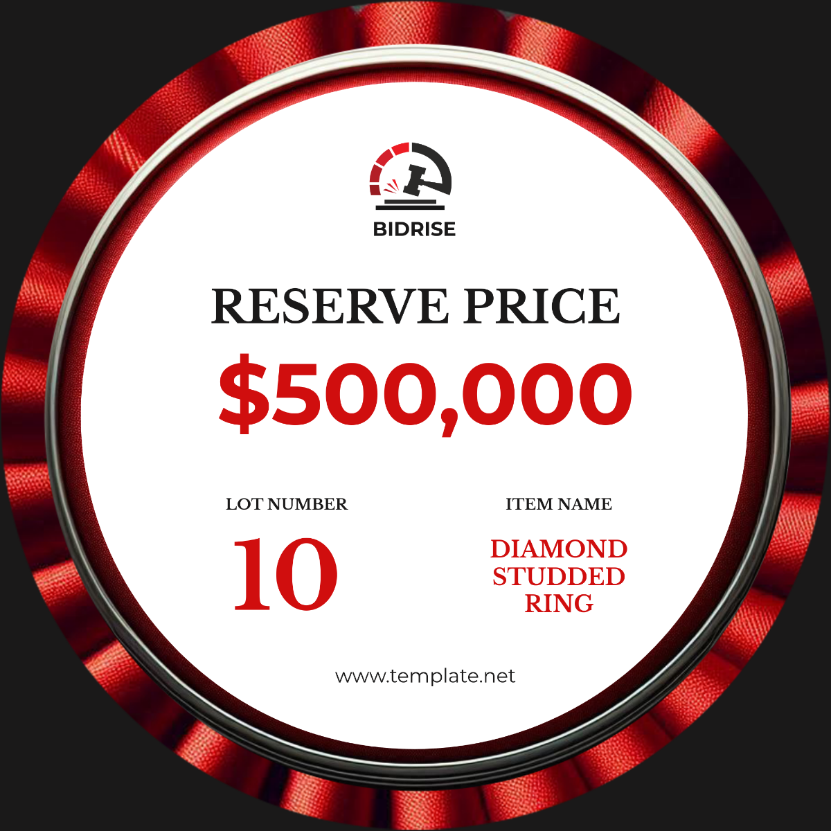 Auction Reserve Price Badge Template - Edit Online & Download