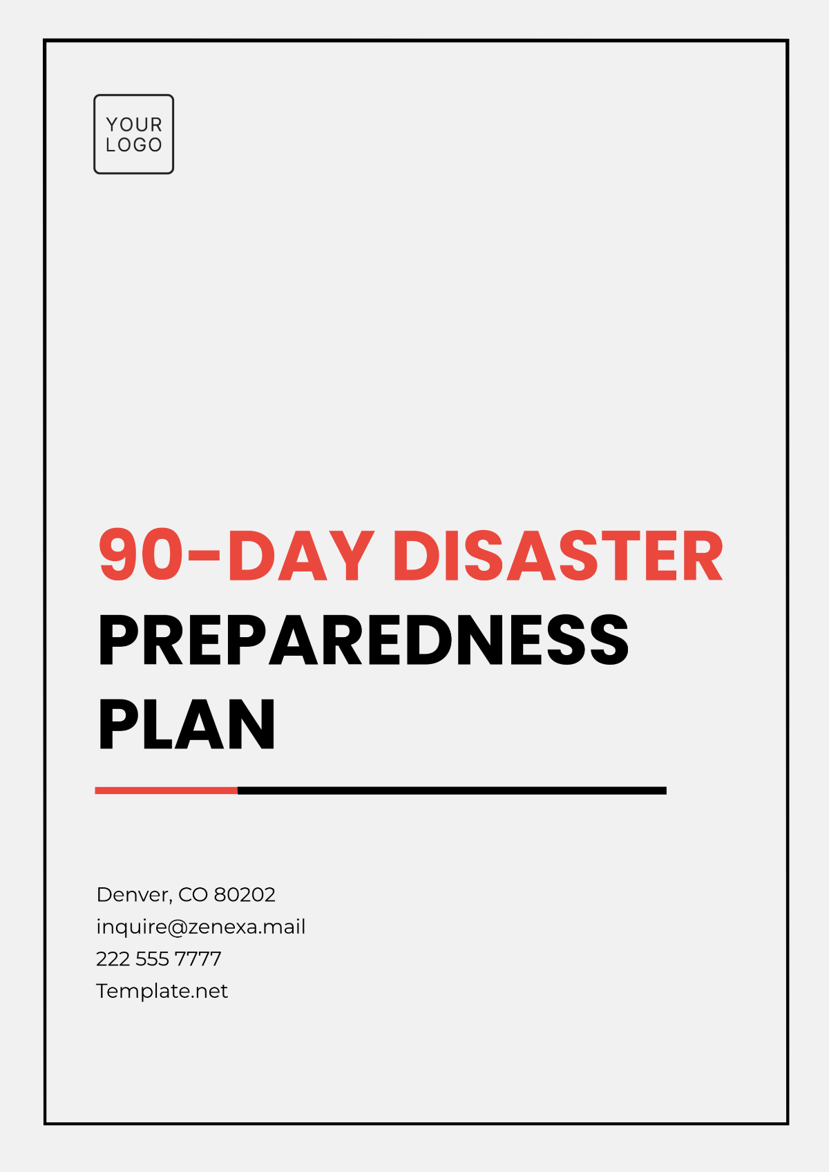 90-Day Disaster Preparedness Plan Template - Edit Online & Download