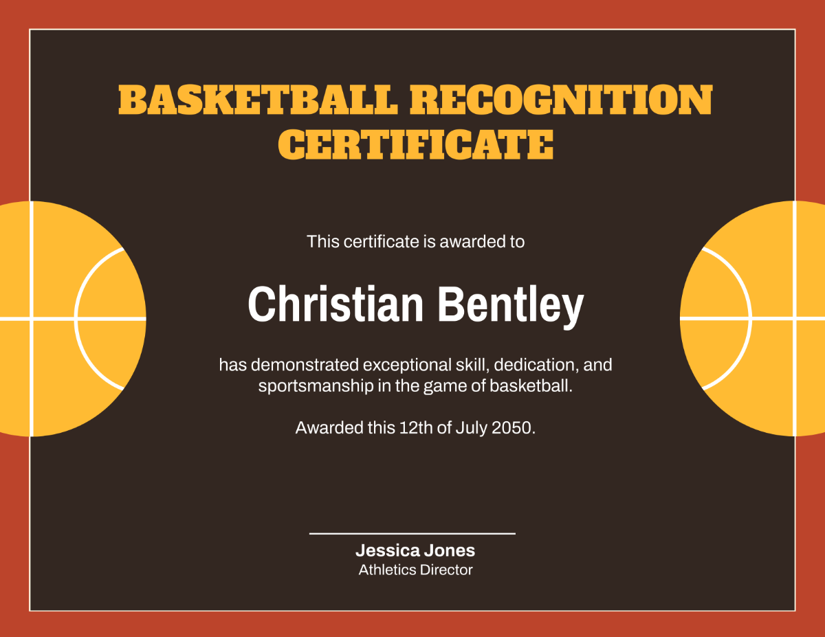 Free Basketball Background Certificate Template - Edit Online & Download