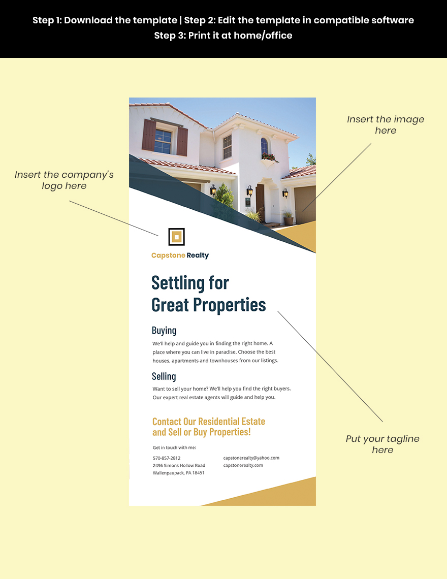 Real Estate Promotional Rack Card Template