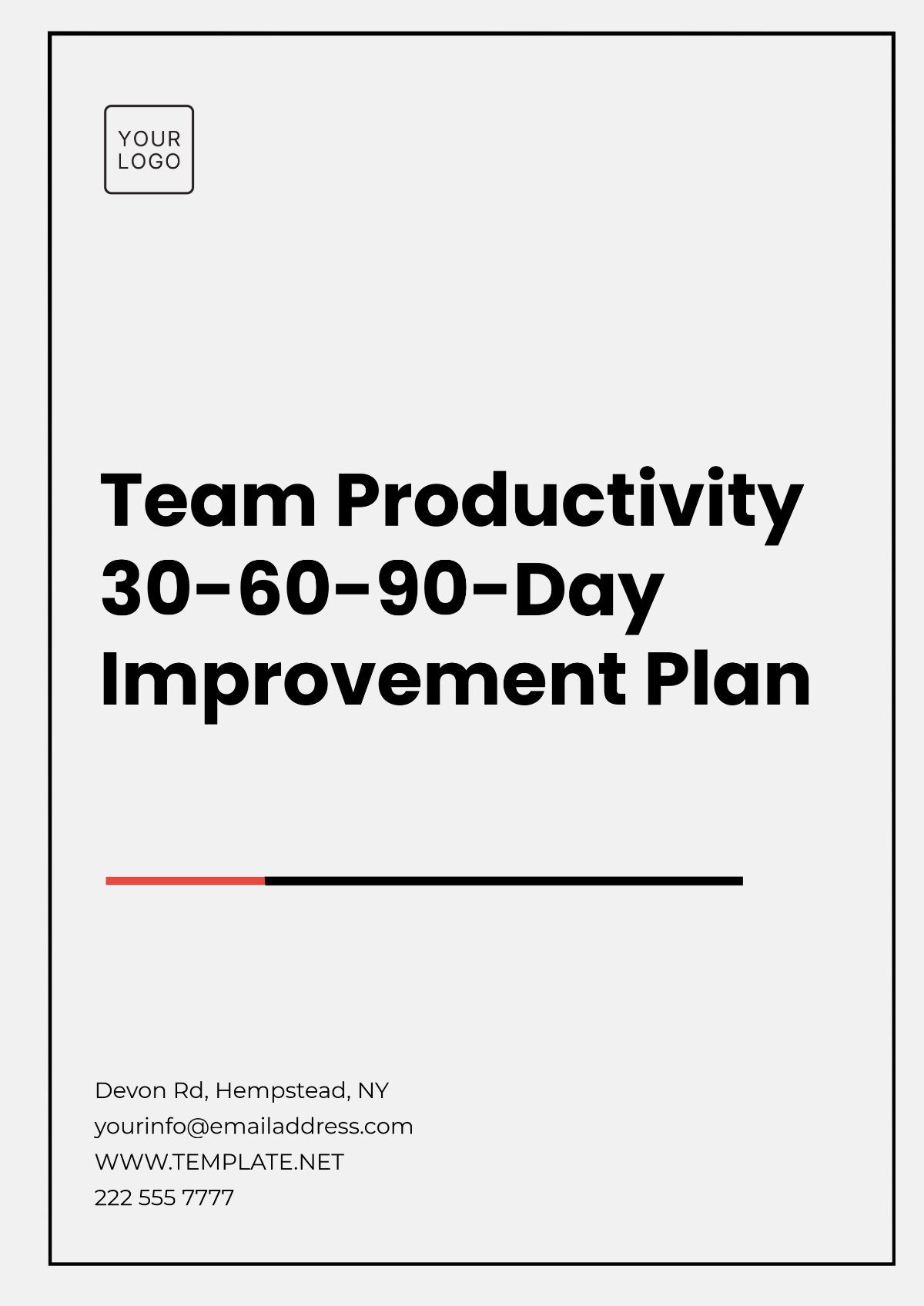 Team Productivity 30-60-90-Day Improvement Plan Template - Edit Online & Download