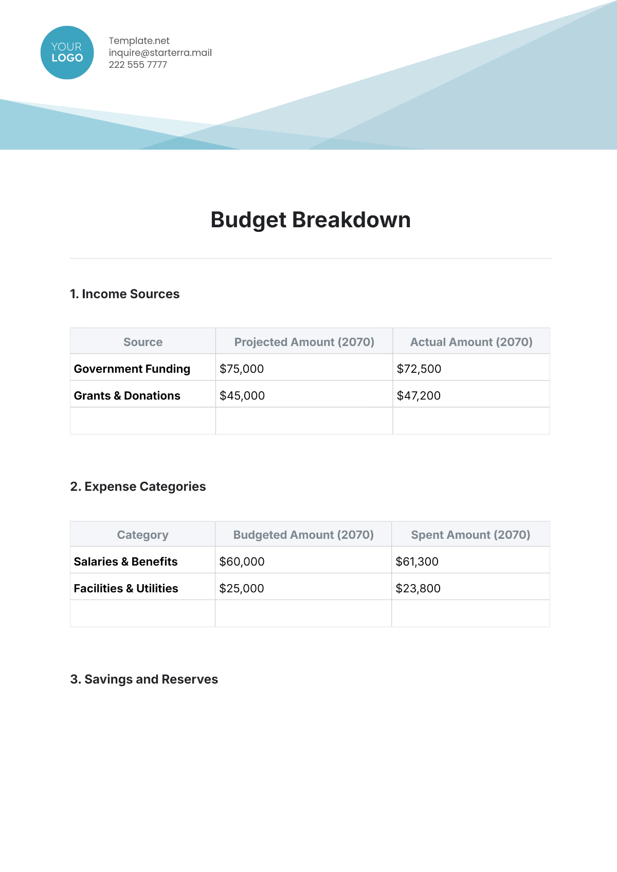 Budget Breakdown Template - Edit Online & Download