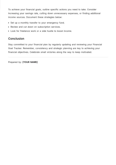 Free Financial Goal Tracker Template to Edit Online
