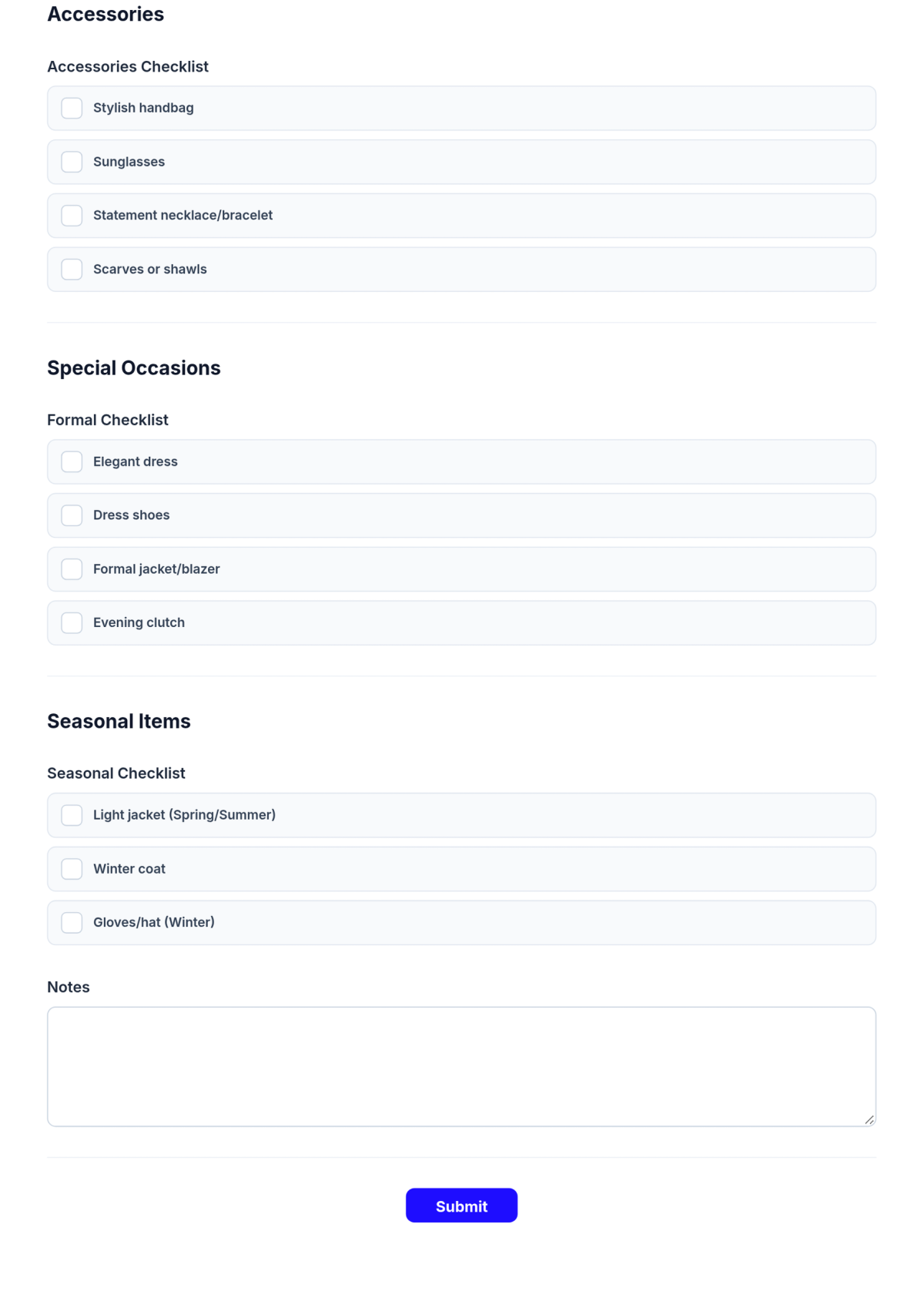 Free Fashion Checklist Form Template & AI Fashion Checklist Form Maker