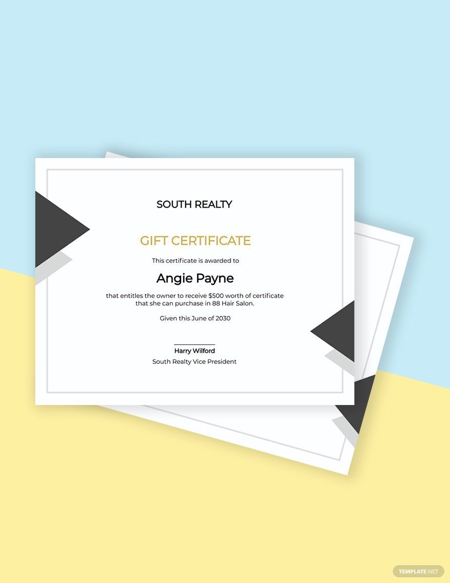 Real Estate Agents Gift Certificate Template