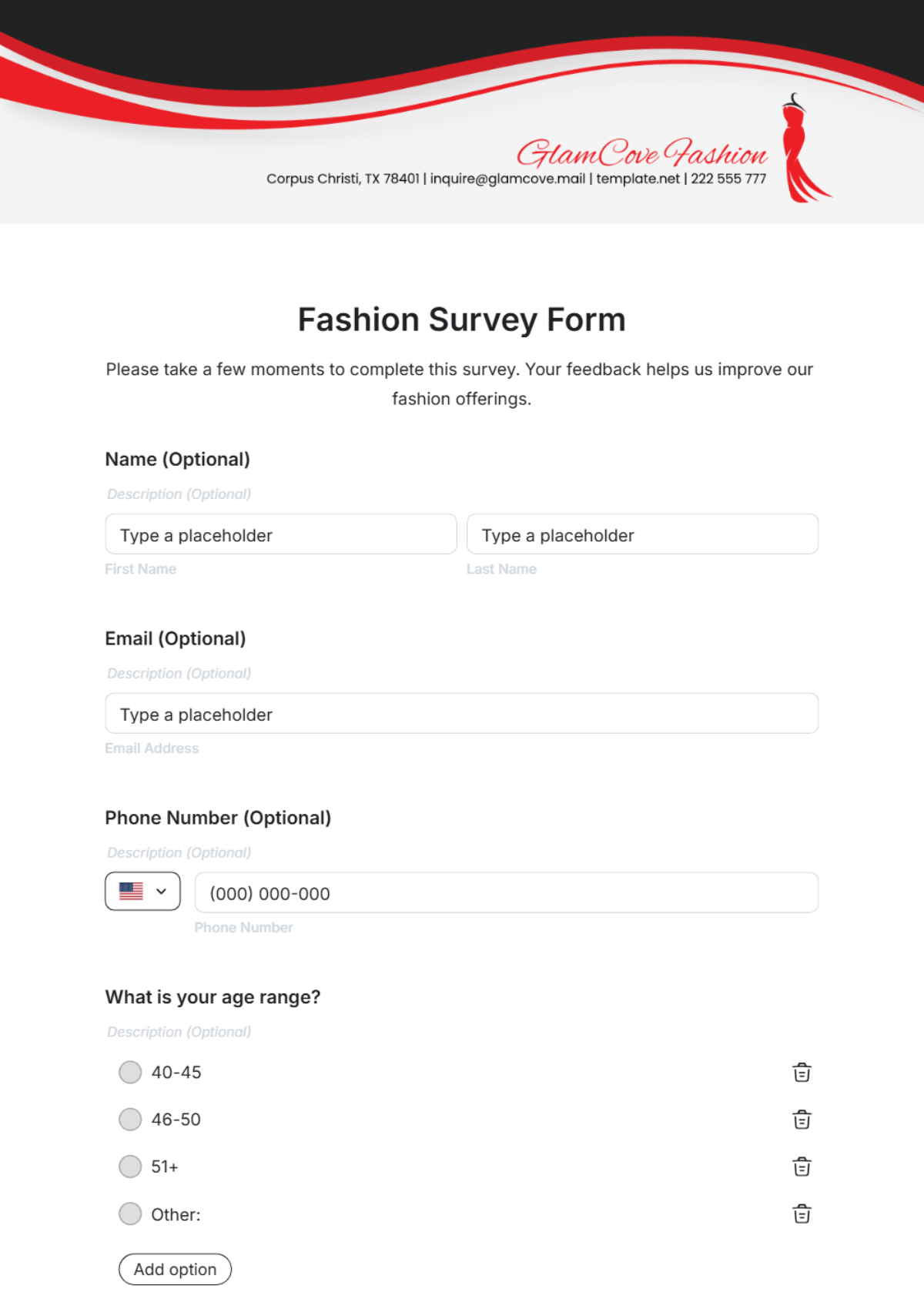 Fashion Survey Form Template - Edit Online & Download