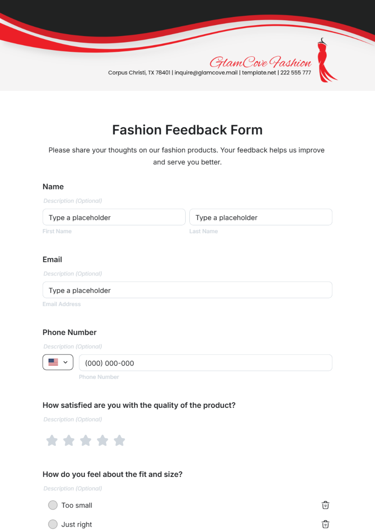 Fashion Feedback Form Template - Edit Online & Download