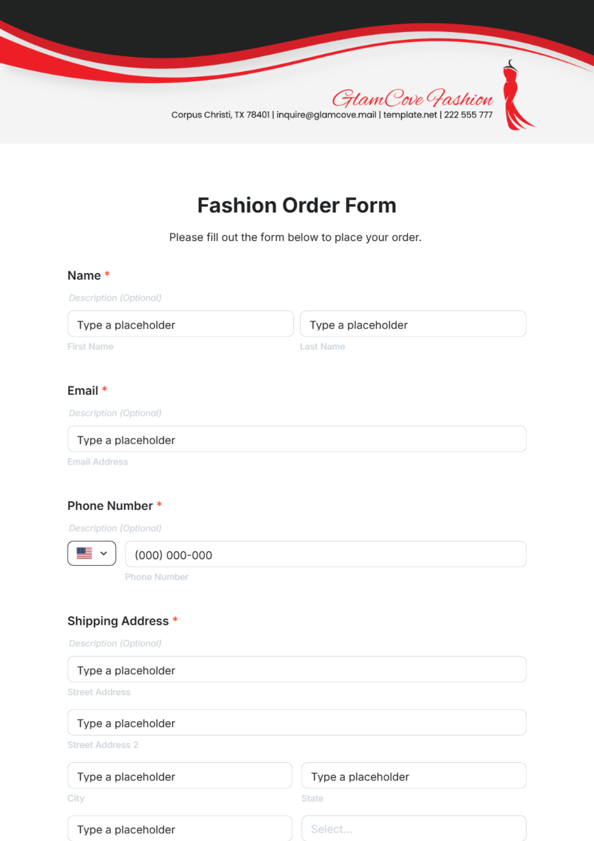 Fashion Order Form Template - Edit Online & Download