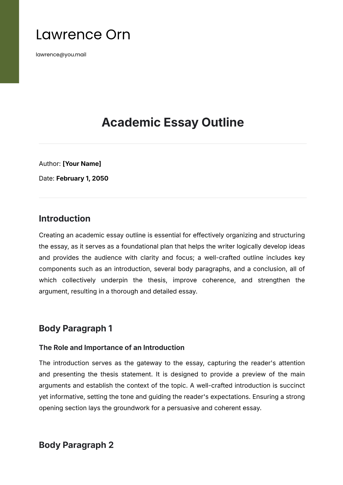 Academic Essay Outline Template - Edit Online & Download