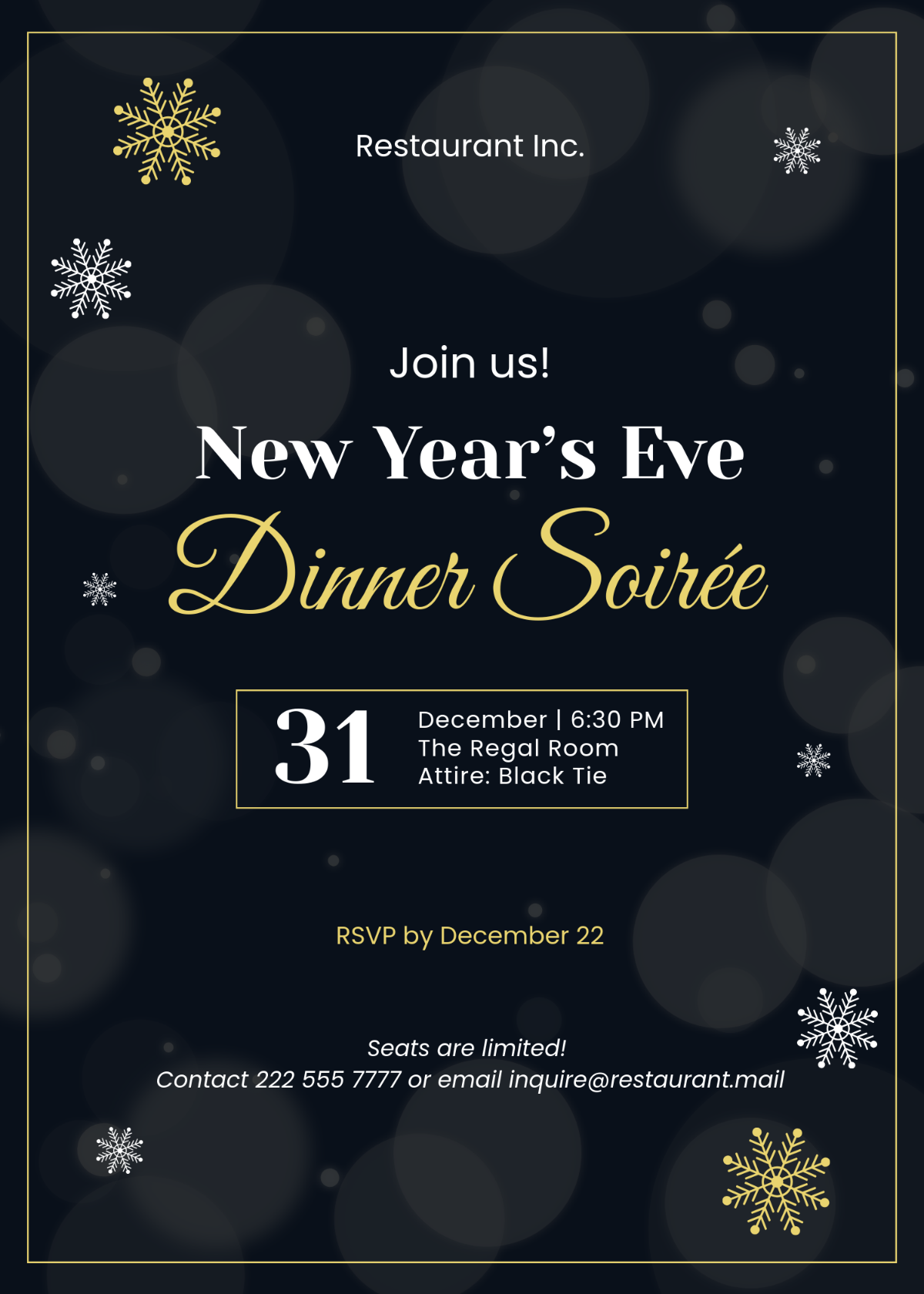 Free Elegant New Year Invitation Template - Edit Online & Download