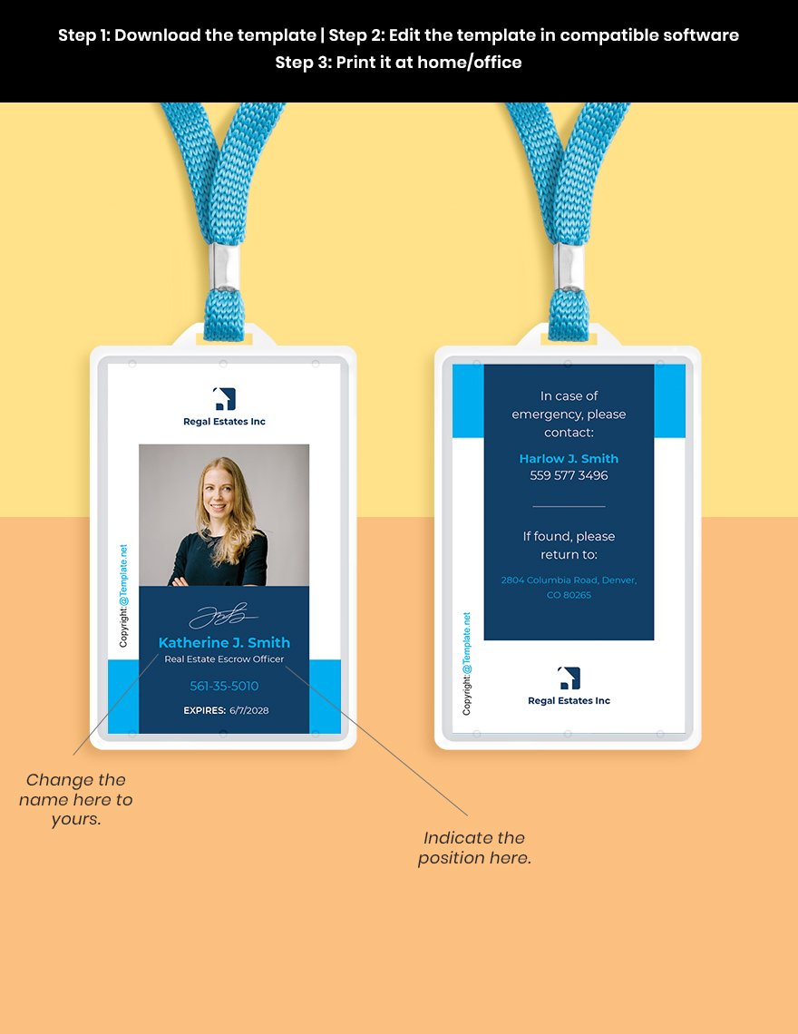 Free Modern Real Estate ID Card Template Format