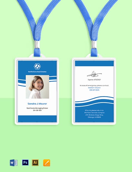 Real Estate Employee ID Card Template