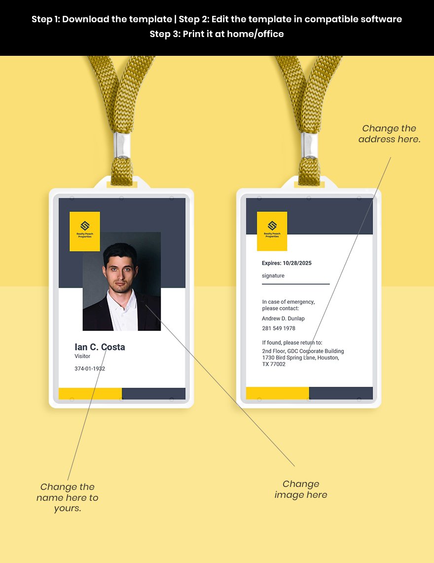Real Estate Visiting ID Card Template Format