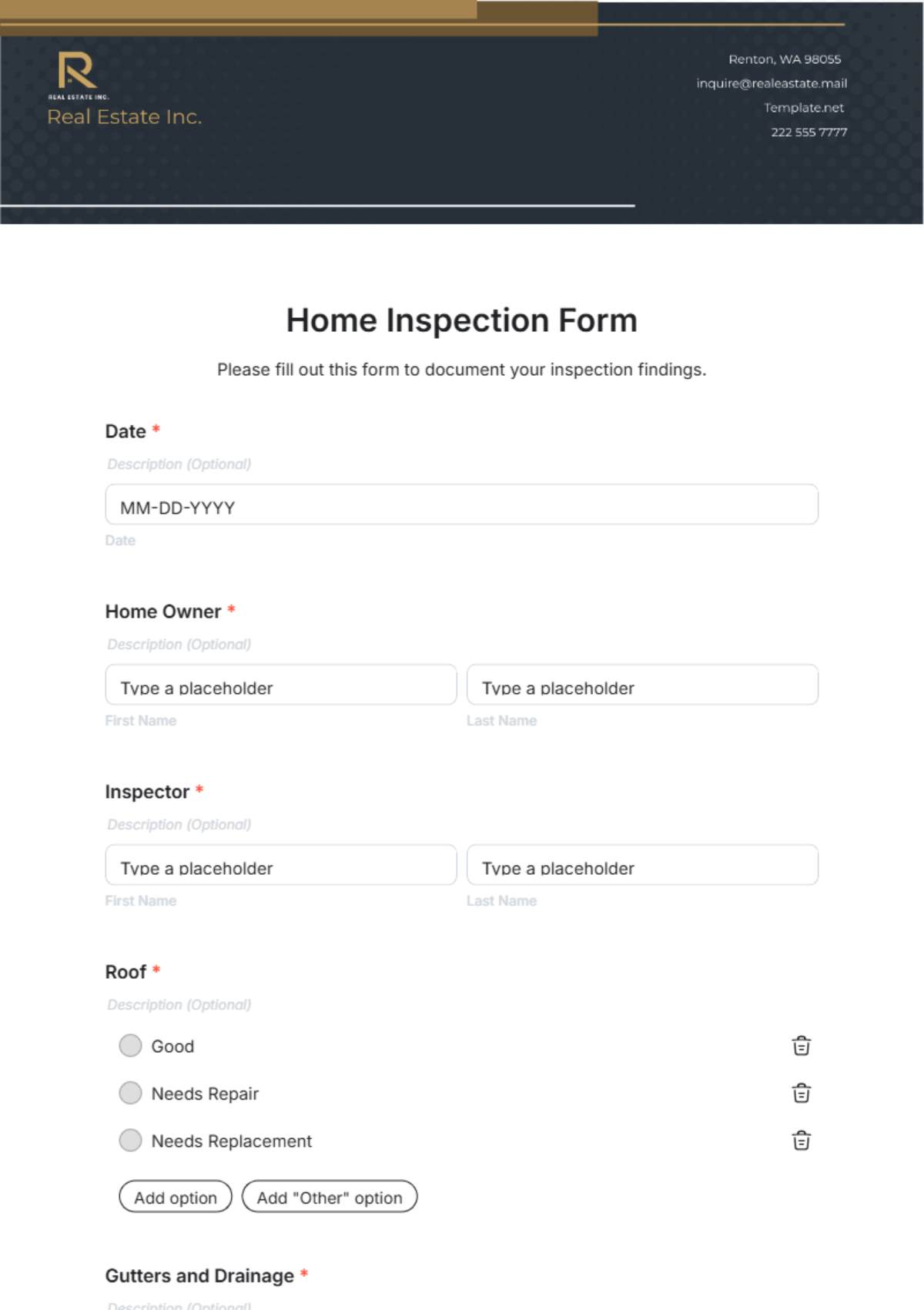 Home Inspection Form Template - Edit Online & Download