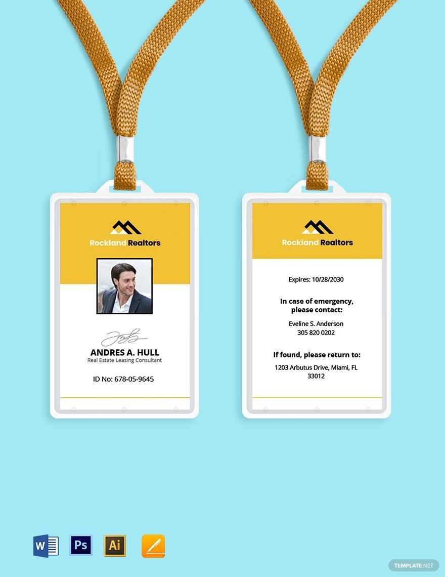 Real Estate Worker ID Card Template