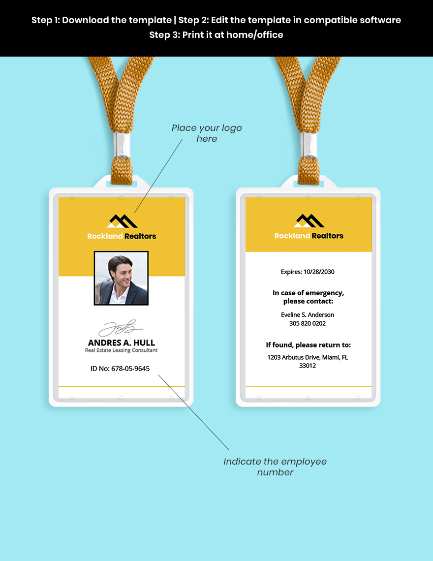 Real Estate Worker ID Card Template