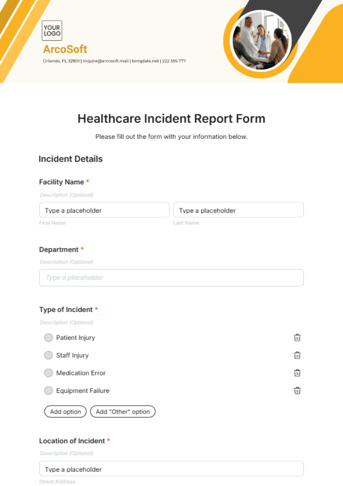 Healthcare Incident Report Form Template - Edit Online & Download