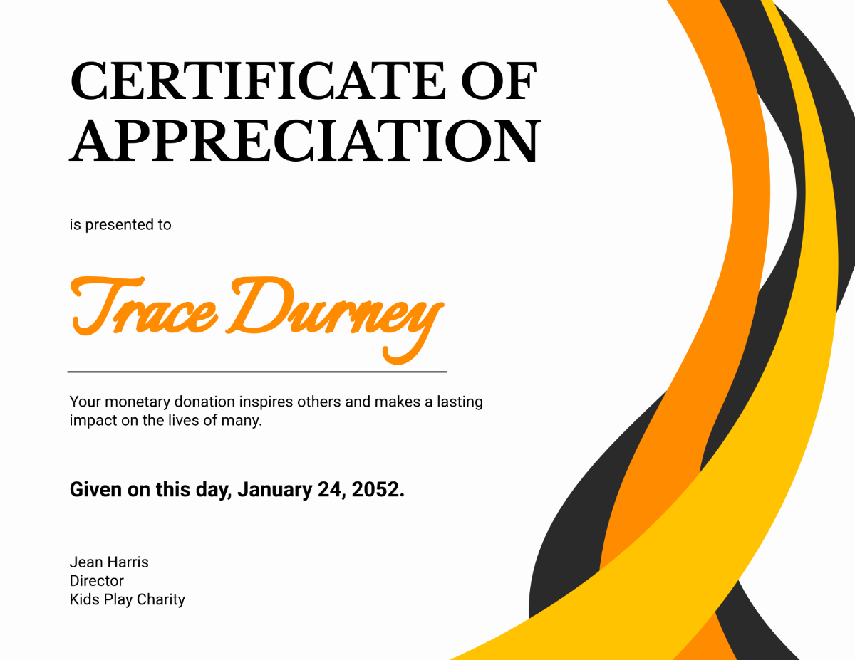 Thank You Donation Certificate Template - Edit Online & Download