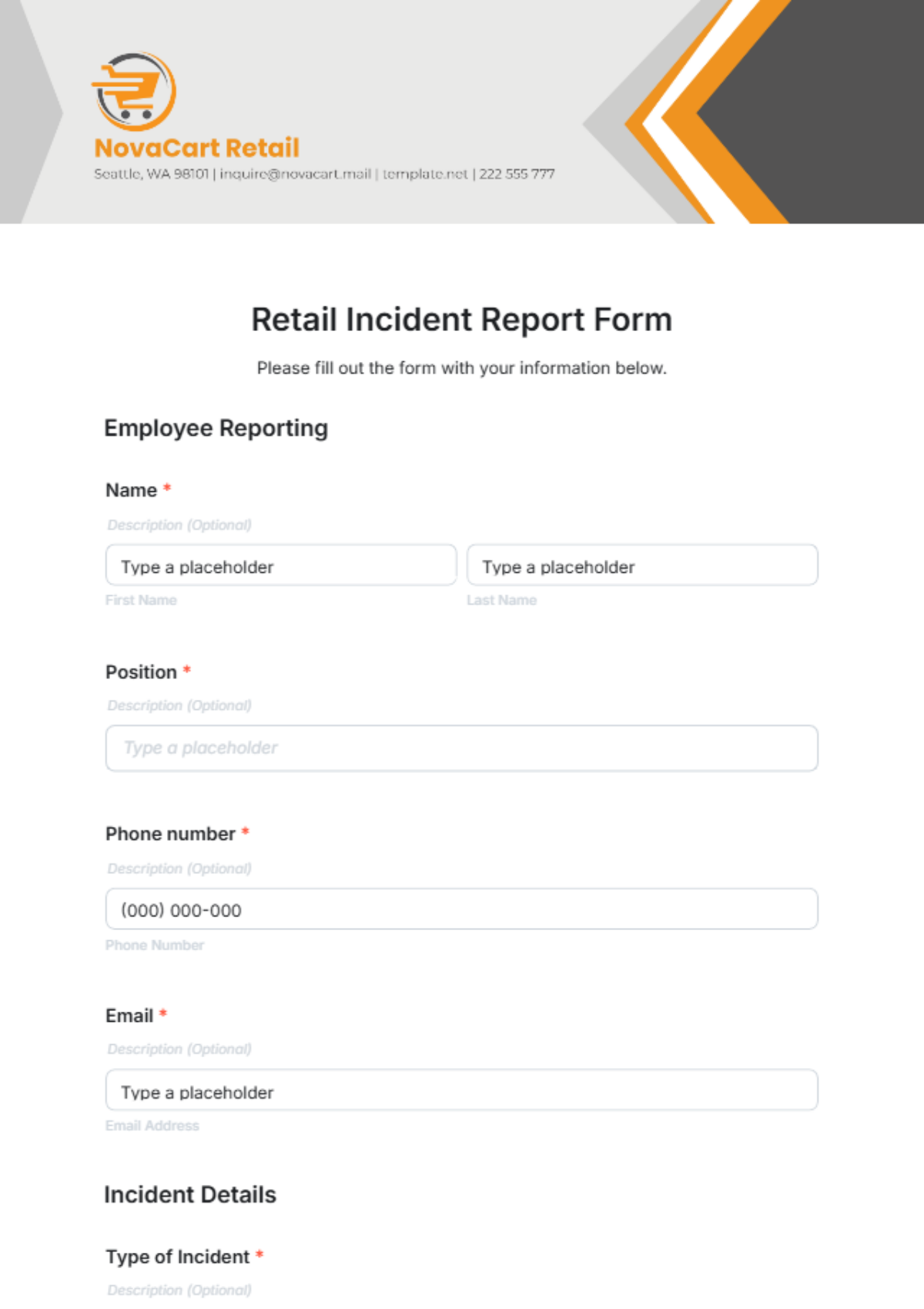 Retail Incident Report Form Template - Edit Online & Download