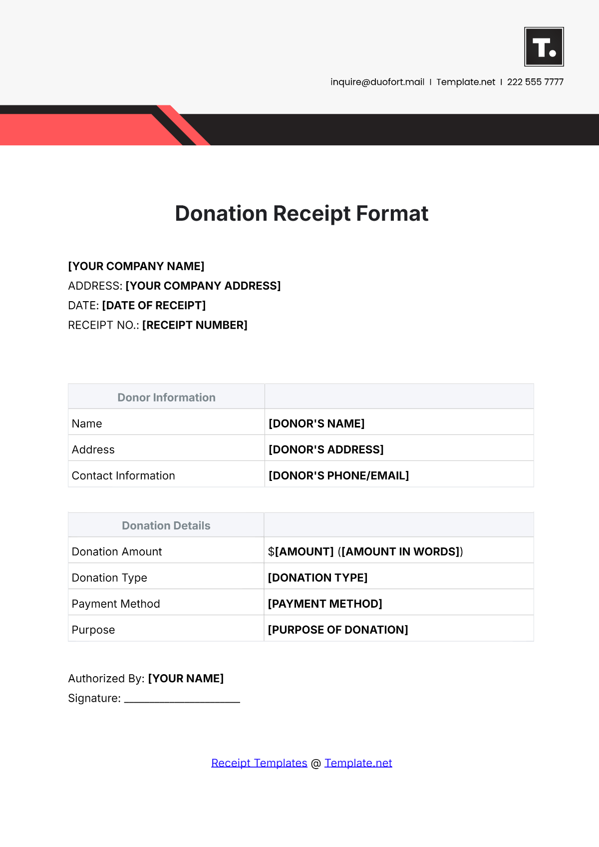 Donation Receipt Format Template - Edit Online & Download