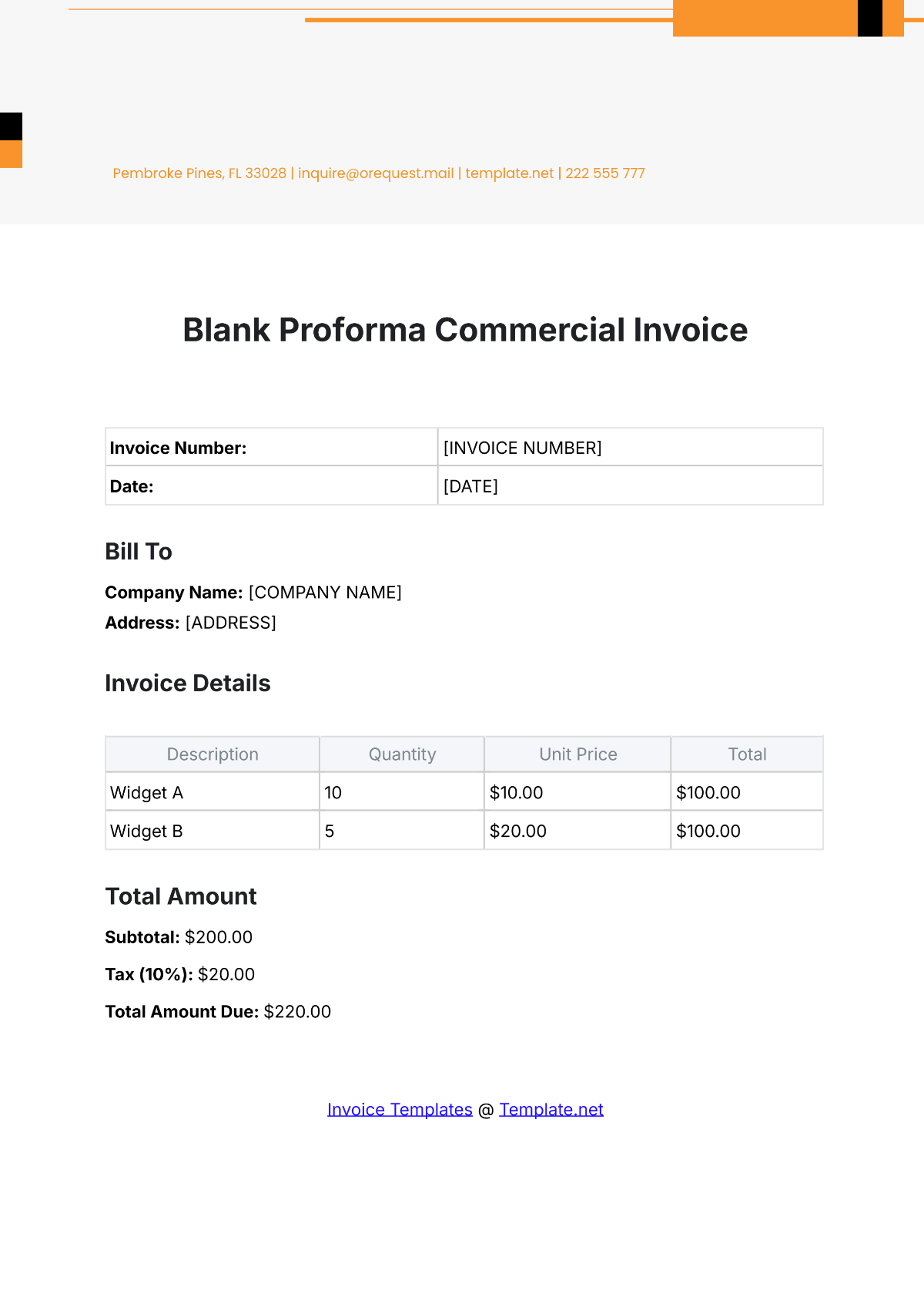 Blank Proforma Commercial Invoice Template - Edit Online & Download